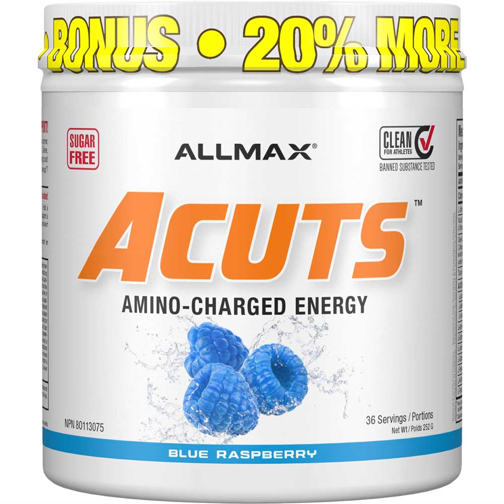 ACUTS by ALLMAX Nutrition in Blue Rasp Flavor and 252g Size.