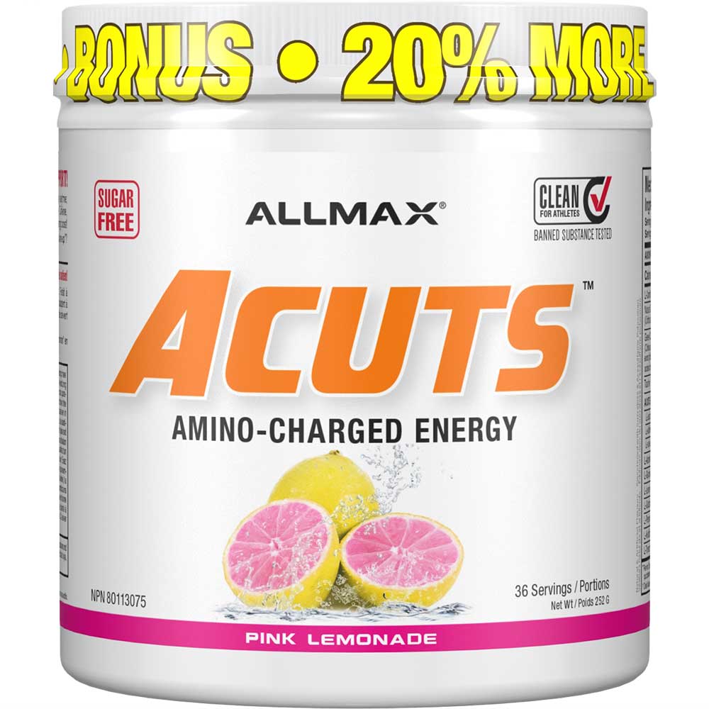 ACuts Amino Acid Energy Drink by ALLMAX Nutrition in Pink Lemonade Flavor and 252g Size