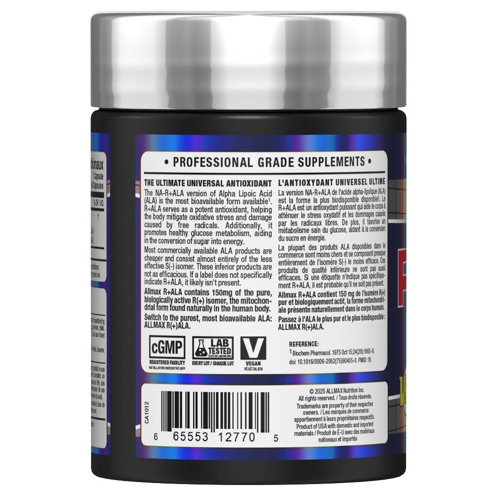 R-ALA by ALLMAX Nutrition in 60ct Size.