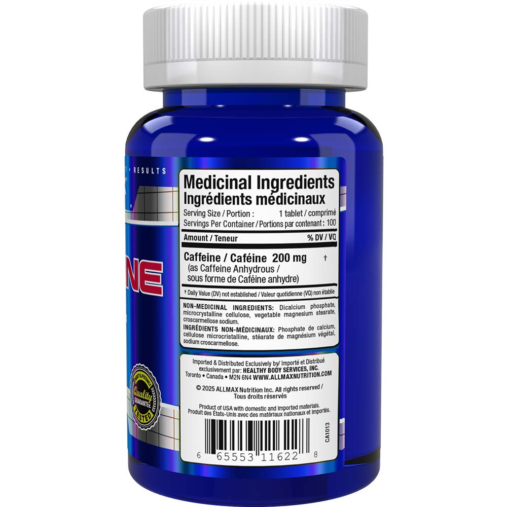 Caffeine supplement by Allmax Nutrition in 100 Tablets size