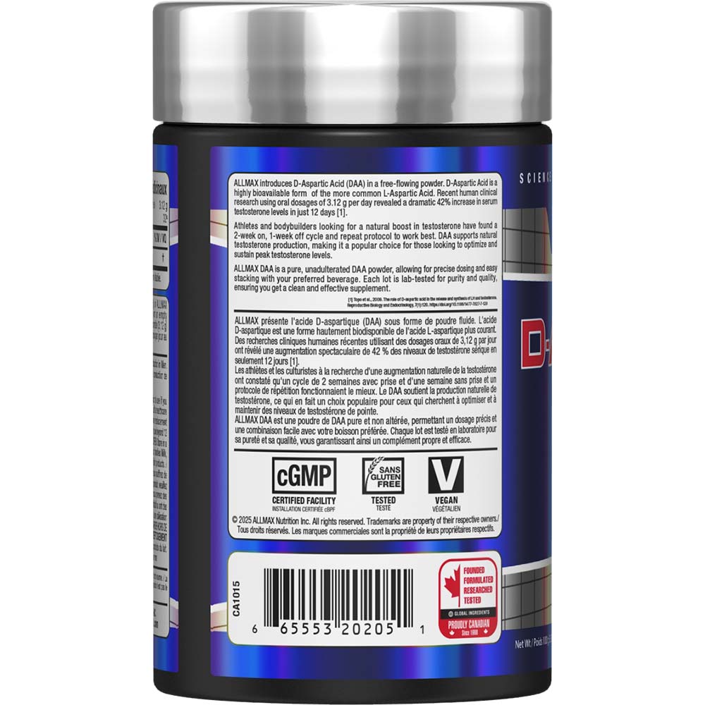 D-Aspartic Acid by ALLMAX Nutrition in 100g Size.