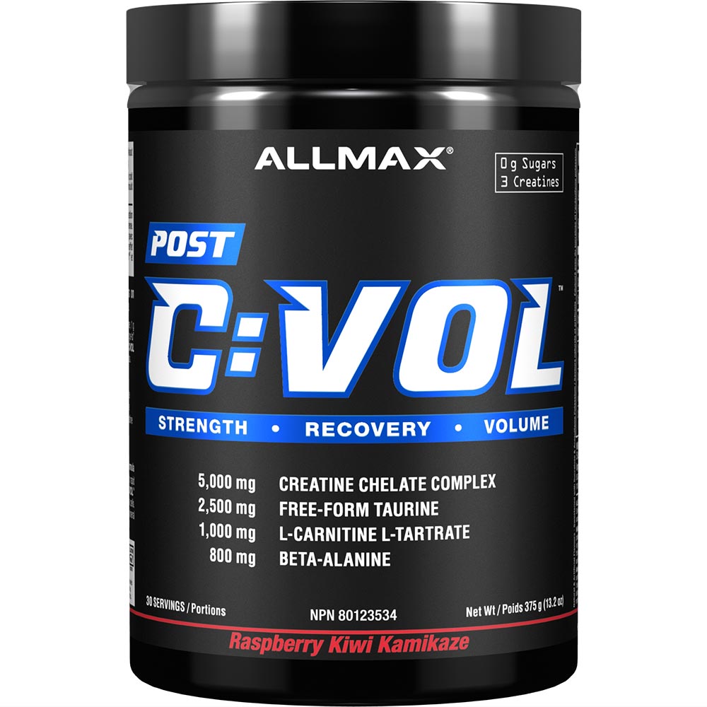 C: VOL by ALLMAX Nutrition in Raspberry Kiwi Flavour and 375g Size.