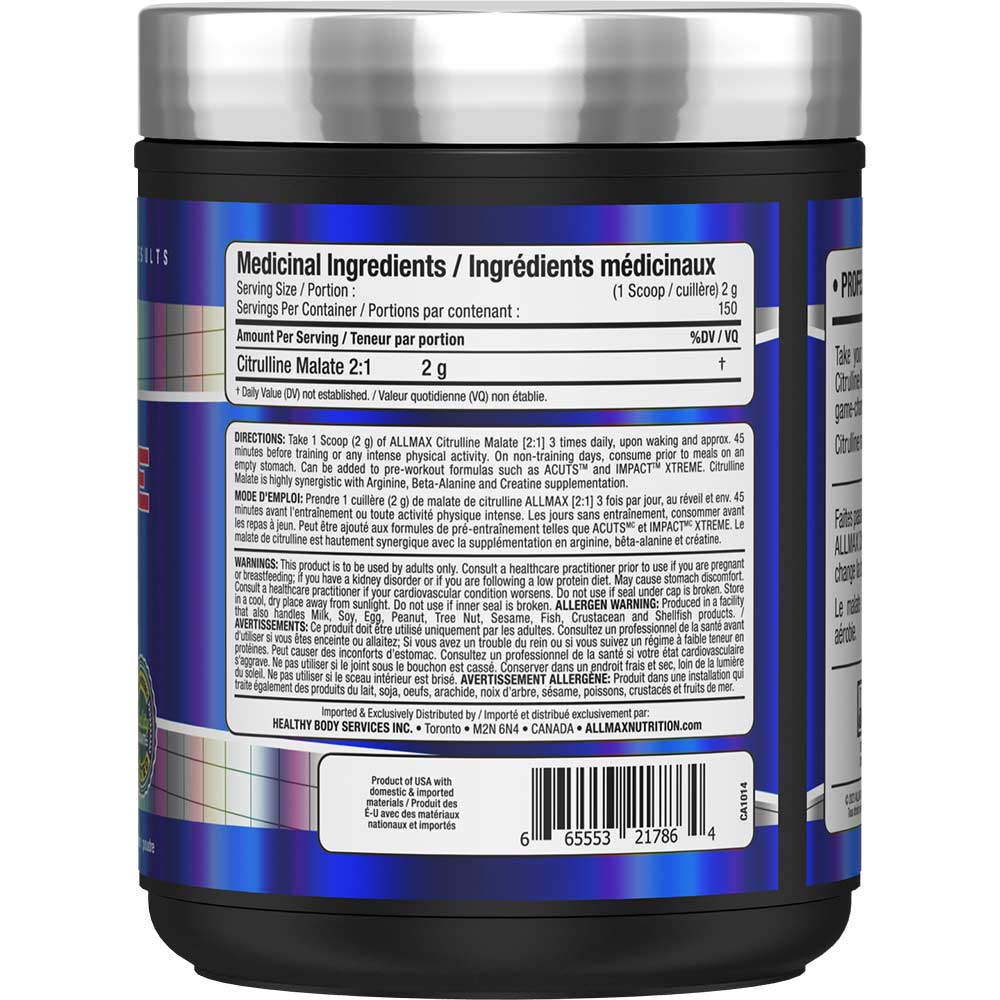 Citrulline Malate 2:1 by ALLMAX Nutrition in 300g Size.SFP