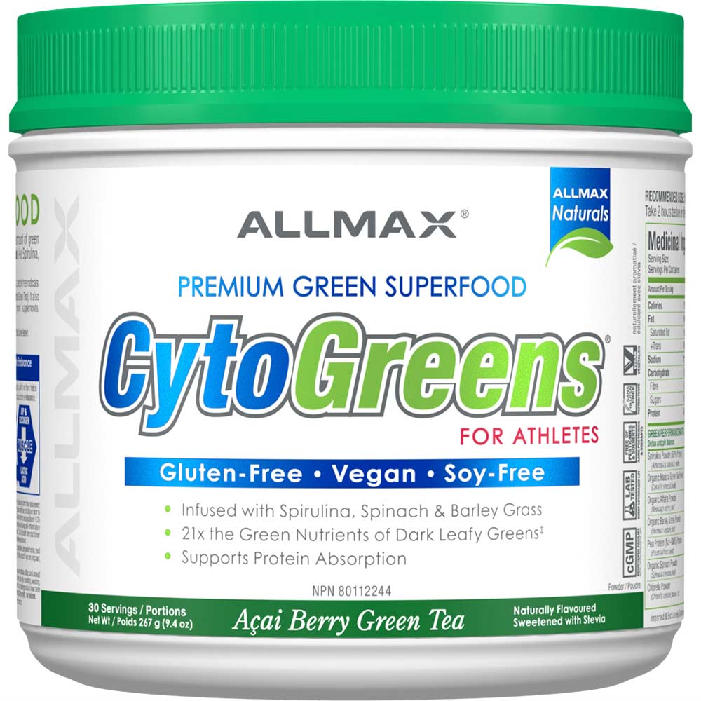 Cytogreens by ALLMAX Nutrition in Acai Berry Green Tea Flavour and 267g Size.