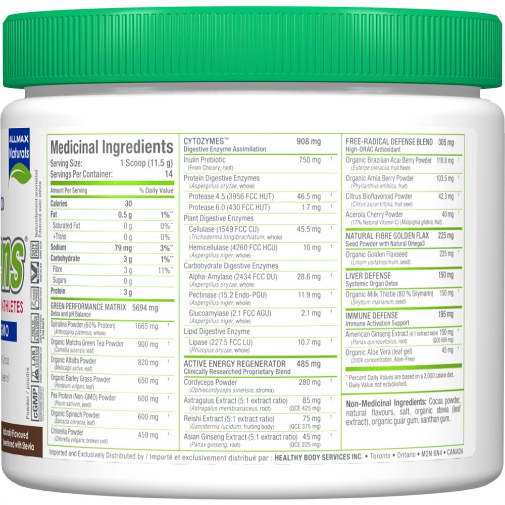 Cytogreens by ALLMAX Nutrition in Chocolate Flavour and 161g Size.SFP