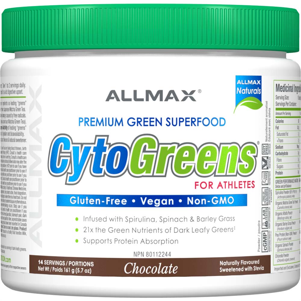 Cytogreens by ALLMAX Nutrition in Chocolate Flavour and 161g Size.