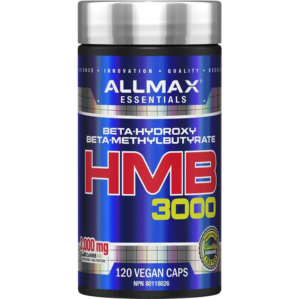 Front Allmax HMB supplement bottle in a white background