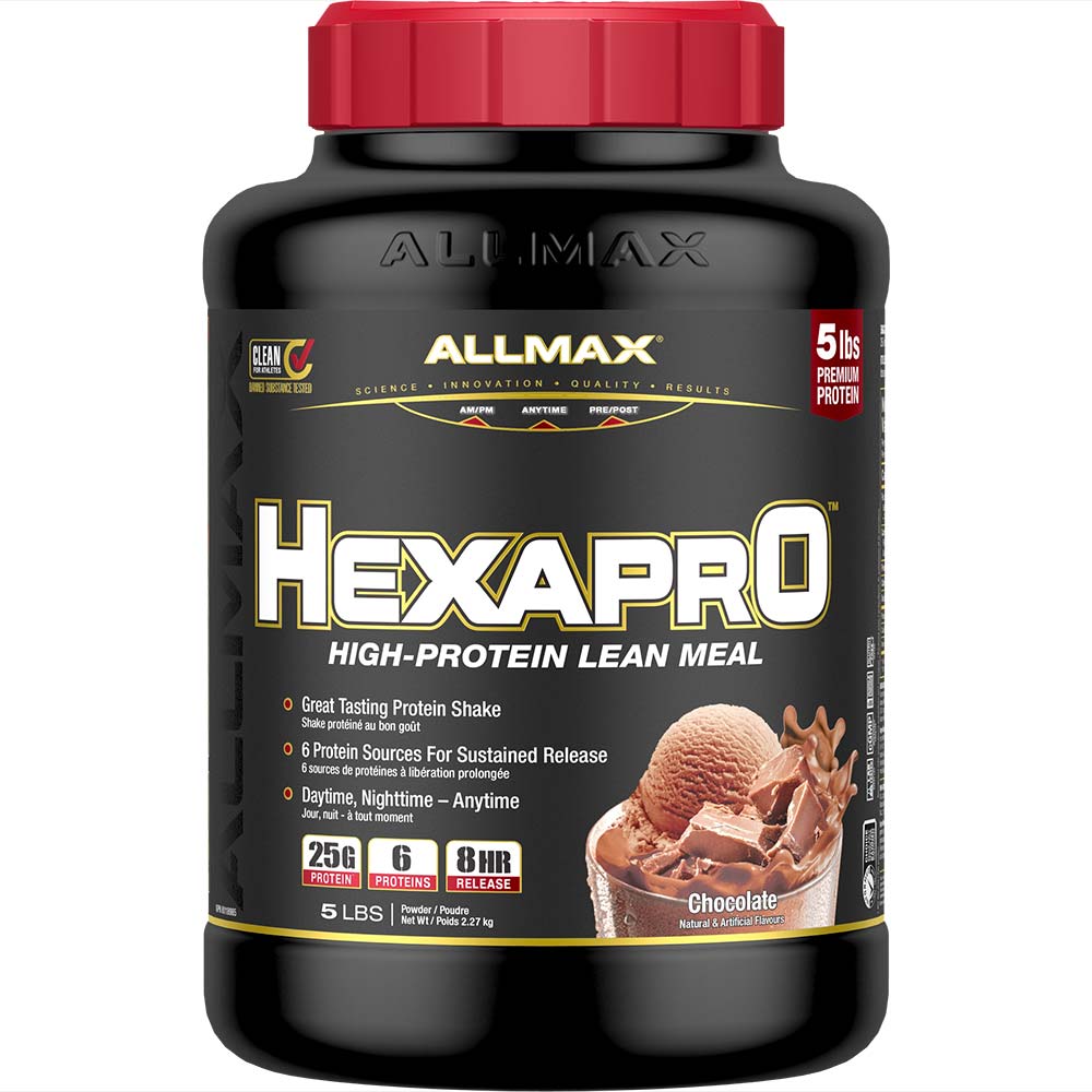 Hexapro by ALLMAX Nutrition in Chocolate Flavour and 5lb Size.