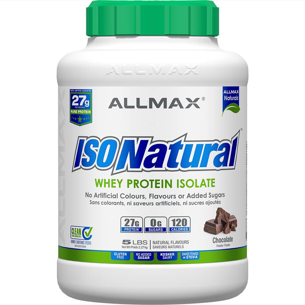 IsoNatural by ALLMAX Nutrition in Chocolate Flavour and 5lb Size.