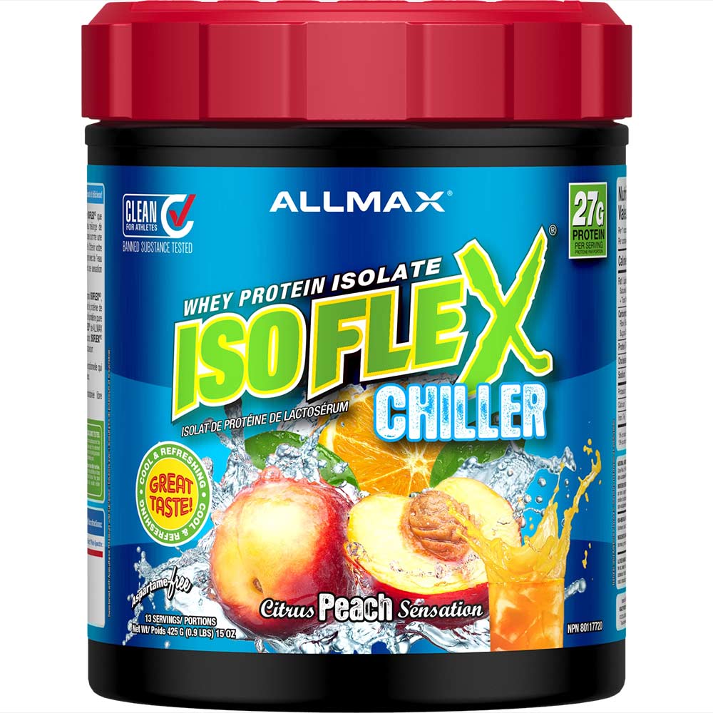 Isoflex by ALLMAX Nutrition in Chiller Peach Flavour and 425g Size.