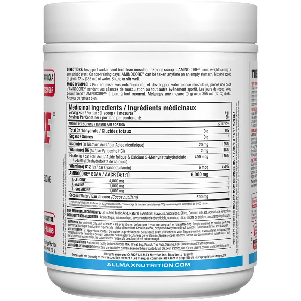 Allmax Aminocore new label white in white background