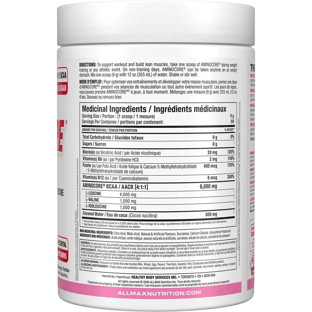 Allmax Aminocore new label white in white background