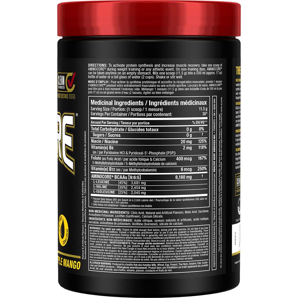 Aminocore 30 Serv by ALLMAX Nutrition in Pineapple Mango Flavour and 345g Size. SFP