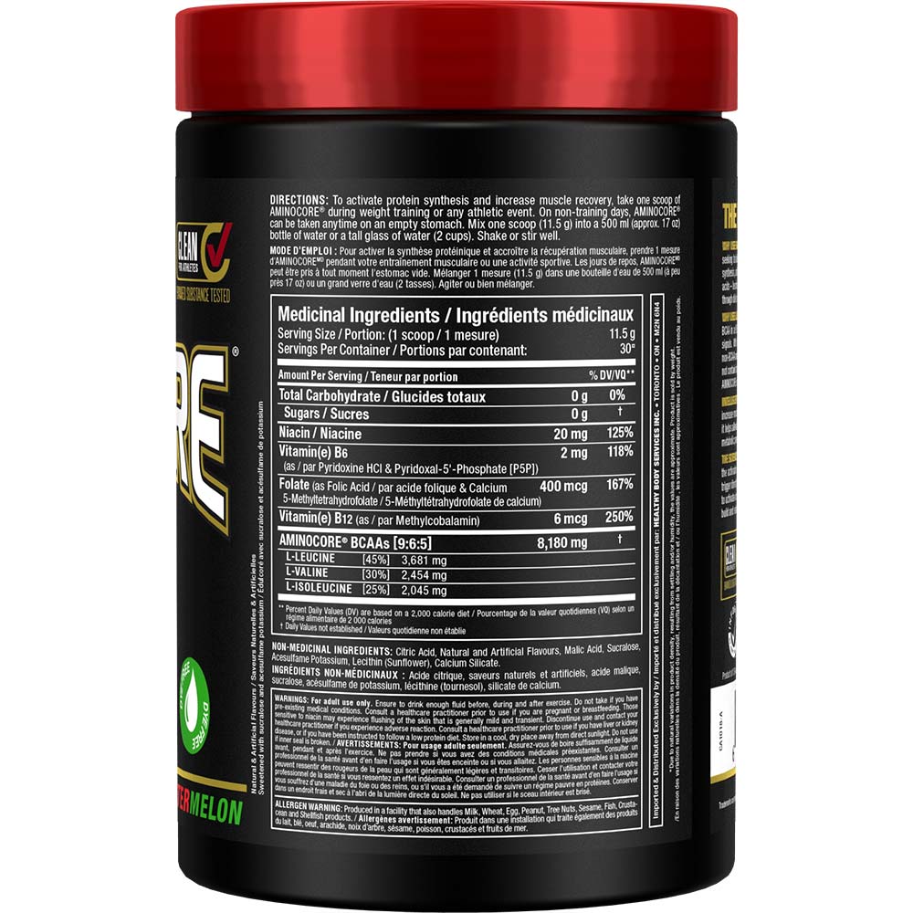 Aminocore 30 Serv by ALLMAX Nutrition in Water Melon Flavour and 345g Size. SFP