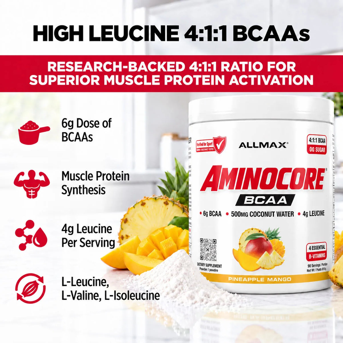 Aminocore : poudre de supplément BCAA