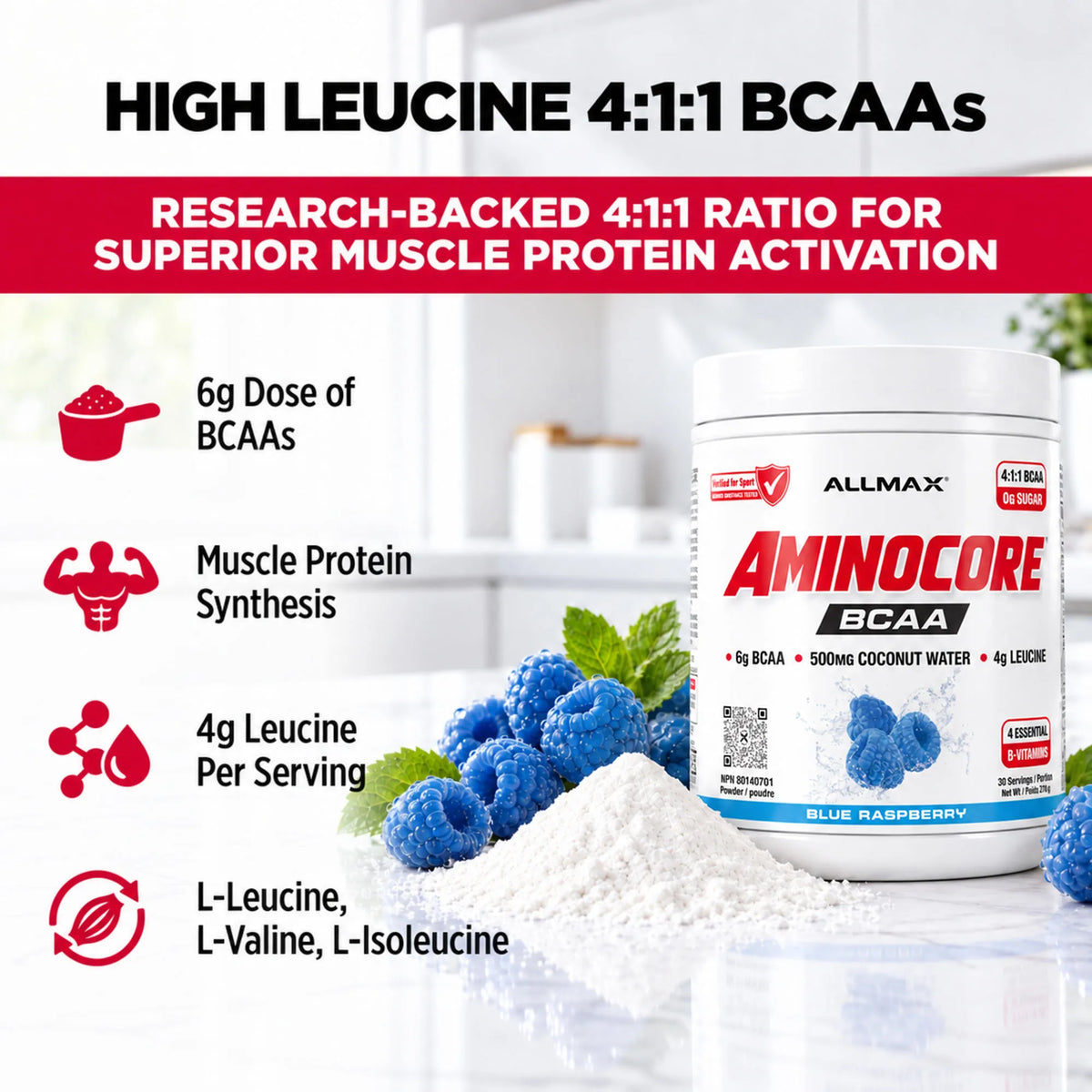Aminocore : poudre de supplément BCAA