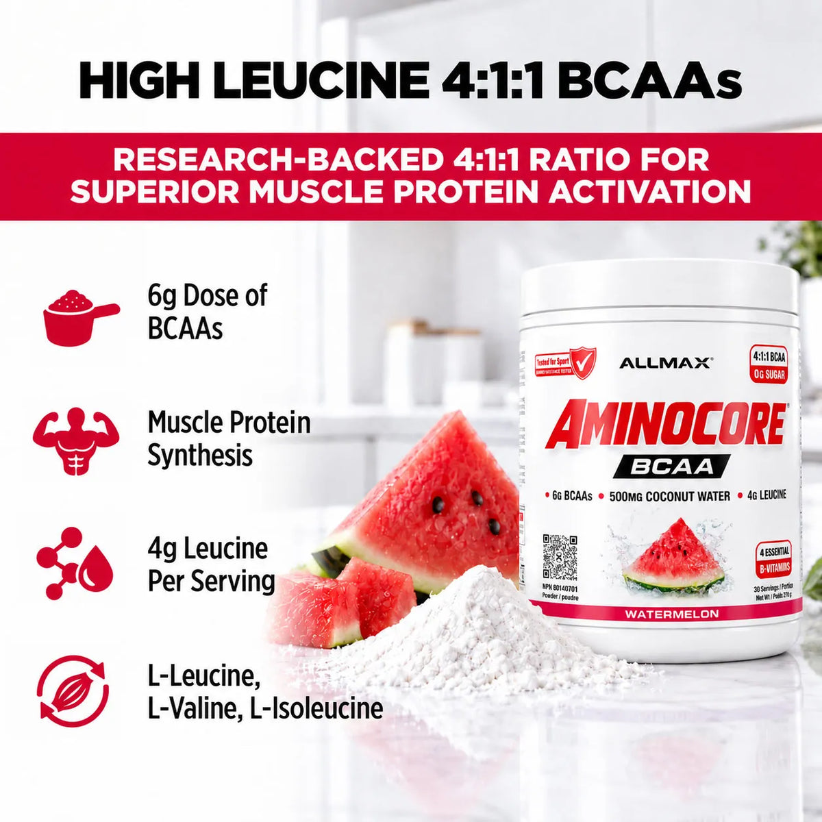 Aminocore : poudre de supplément BCAA