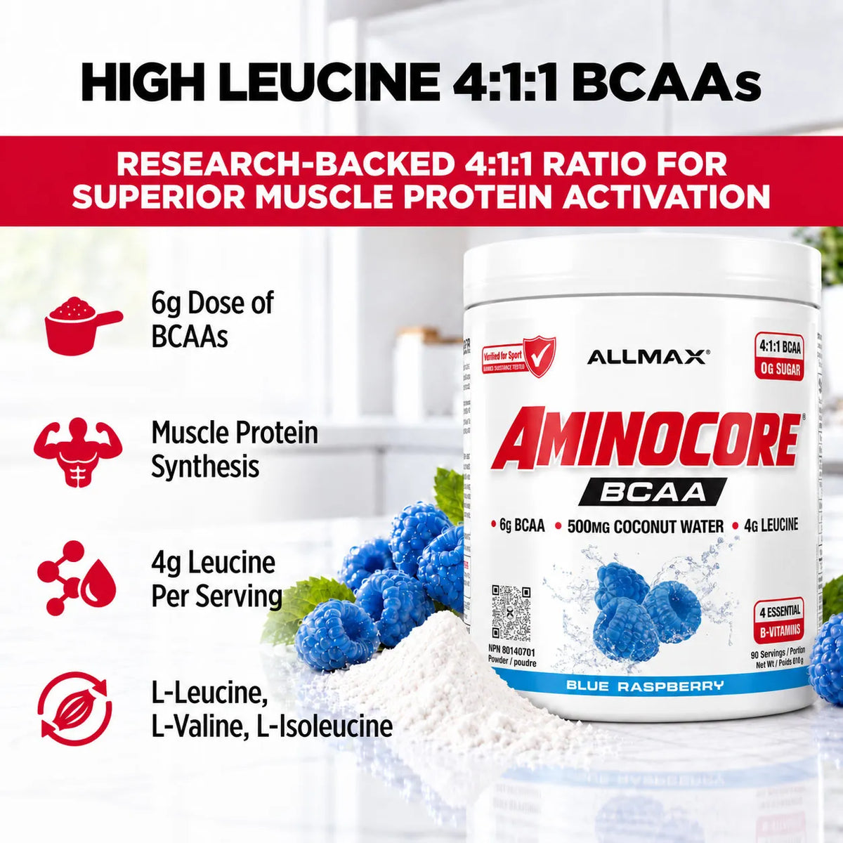 Aminocore : poudre de supplément BCAA