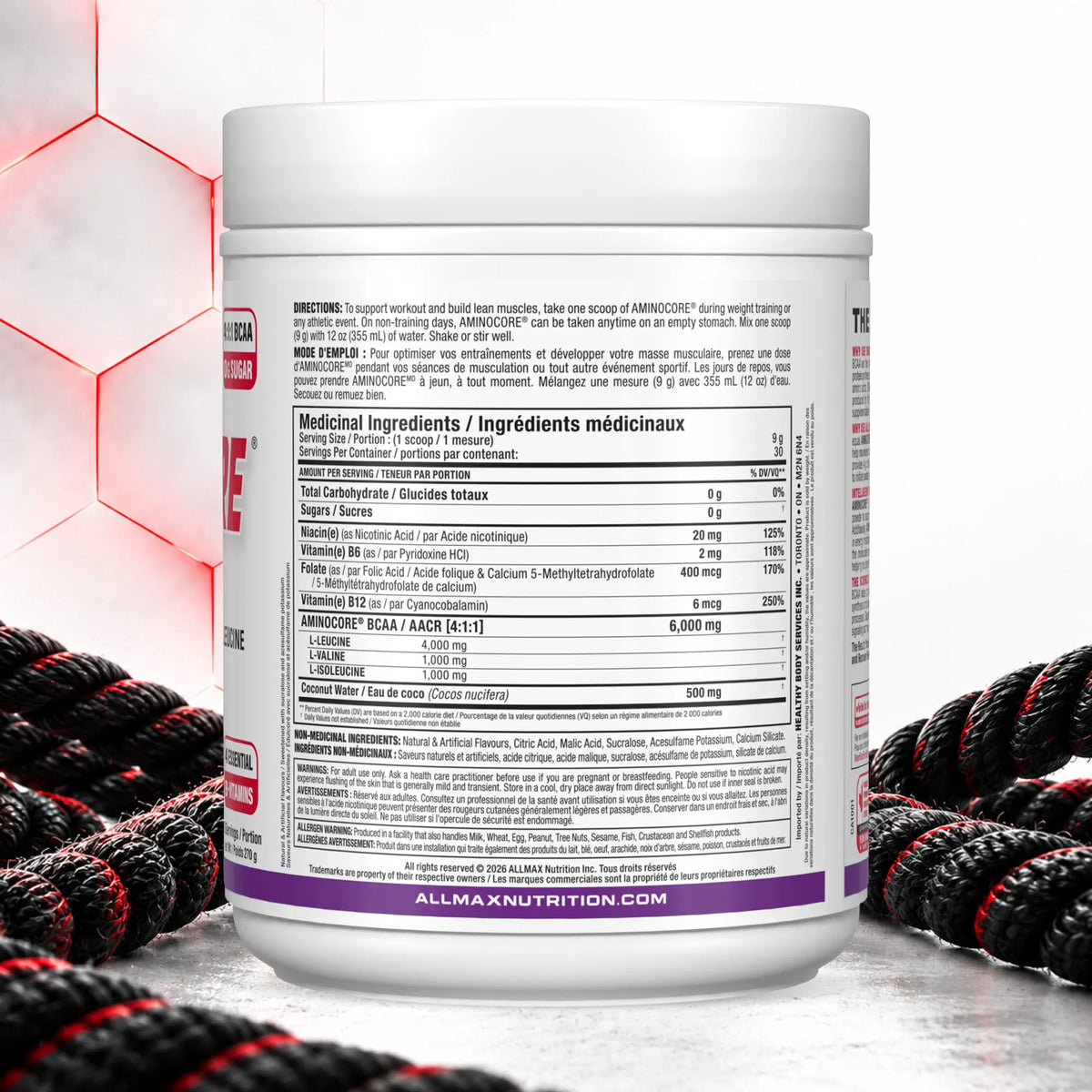 Aminocore : poudre de supplément BCAA