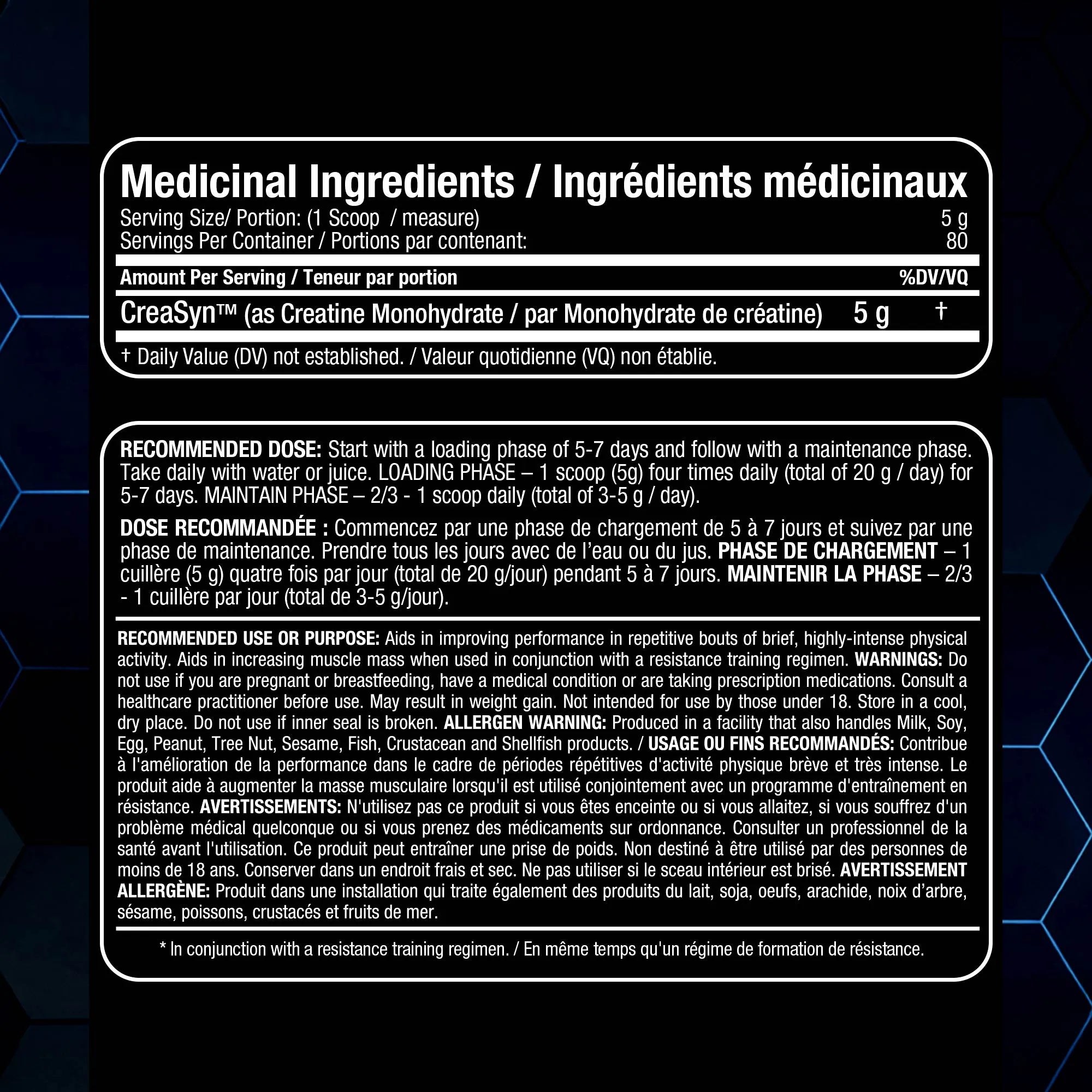 creatine allmax supplement facts