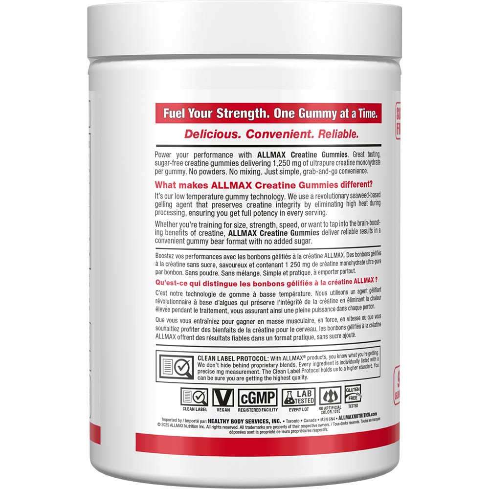 ALLMAX Creatine Gummies supplement in Tropical Fruit Punch flavor.