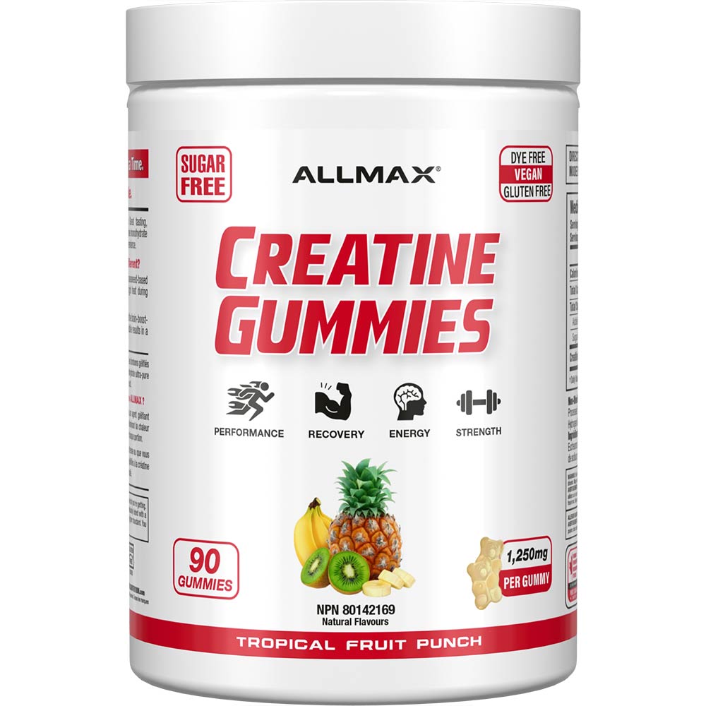 ALLMAX Creatine Gummies supplement in Tropical Fruit Punch flavor.
