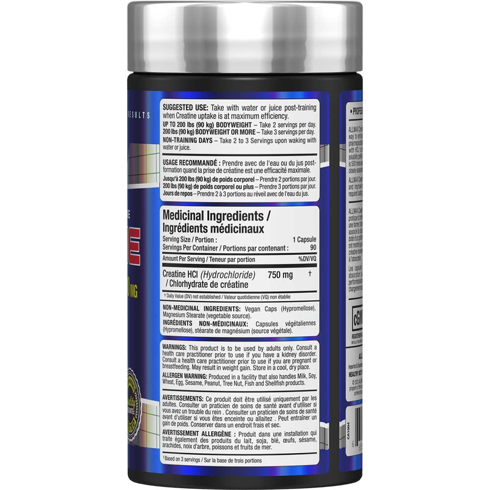 Creatine HCl by ALLMAX Nutrition in 90ct Size.