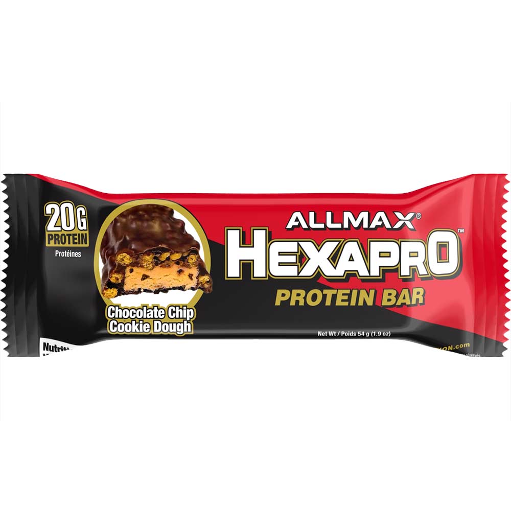 HexaPro Protein Bar by ALLMAX Nutrition in Choc Chip Cookie Dough Flavour and 54g Size.