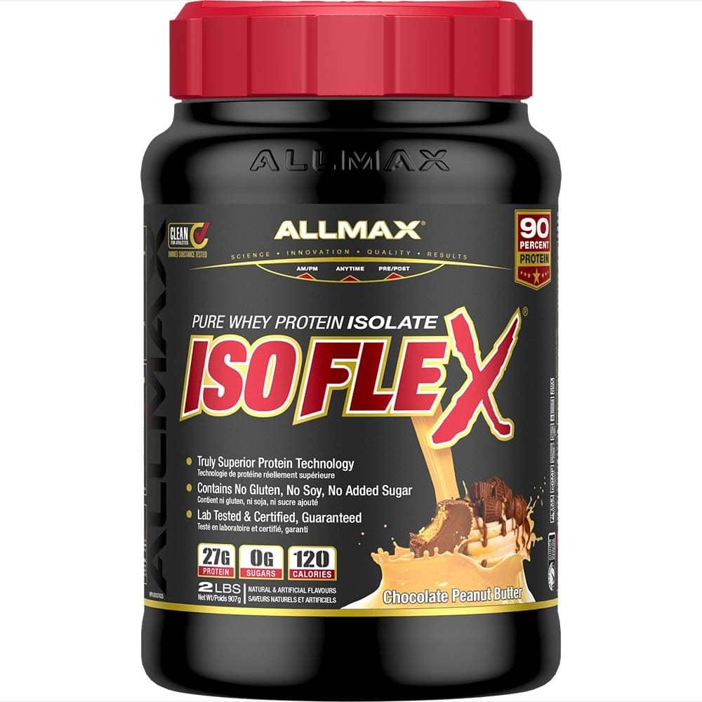 Isoflex by ALLMAX Nutrition in Chocolate Peanut Butter Flavour and 2lb Size.
