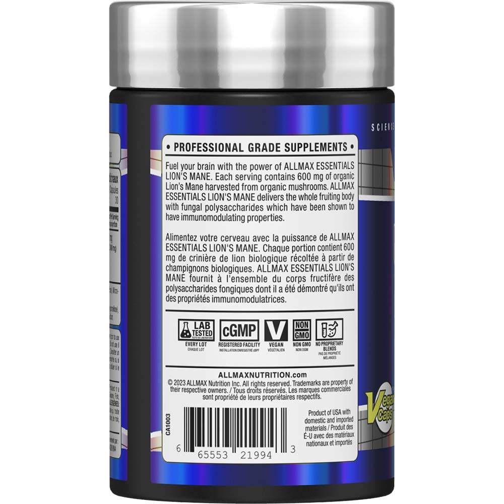 Lion's Mane by ALLMAX Nutrition in 60ct Size.