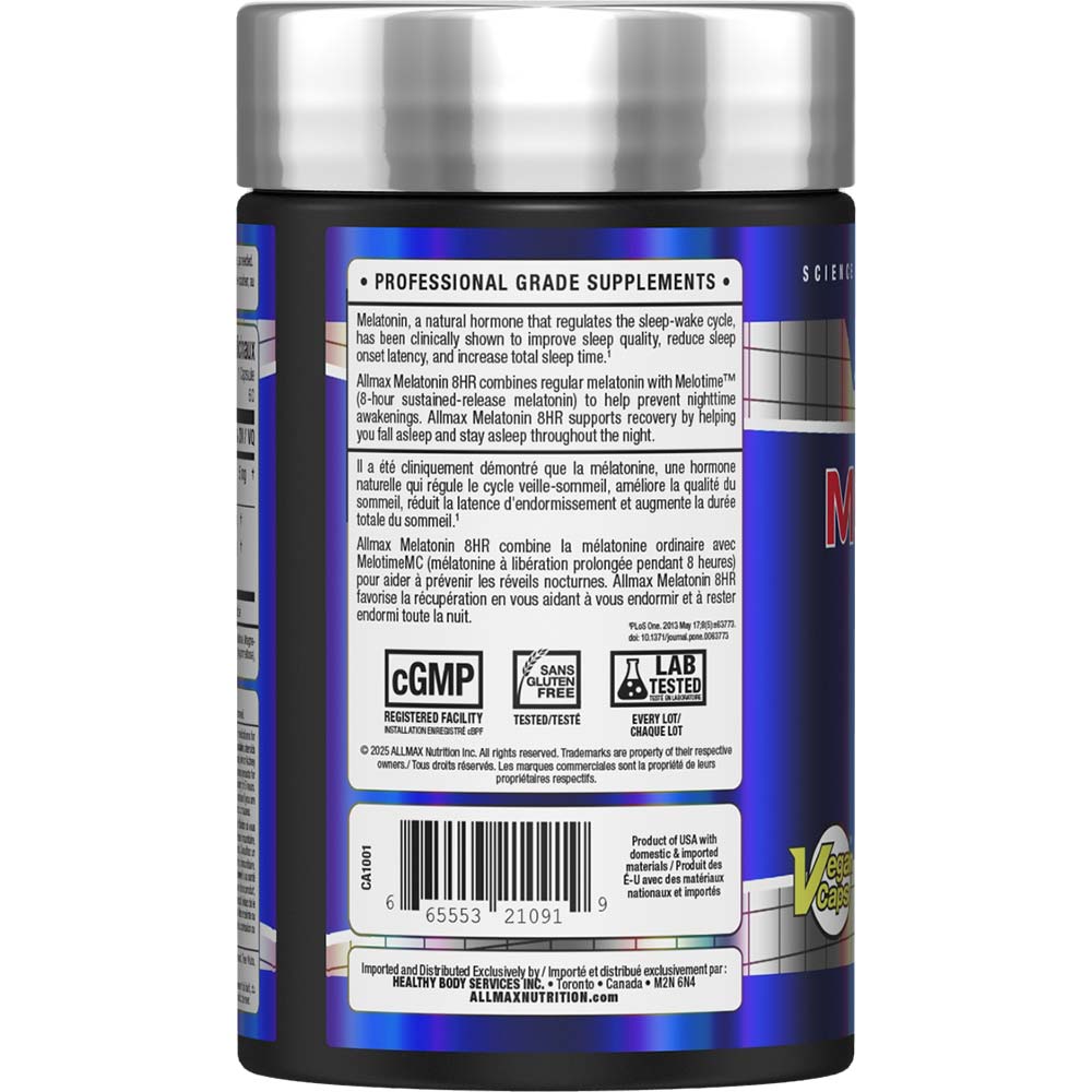 Melatonin 8HR by ALLMAX Nutrition in 60 Capsules size