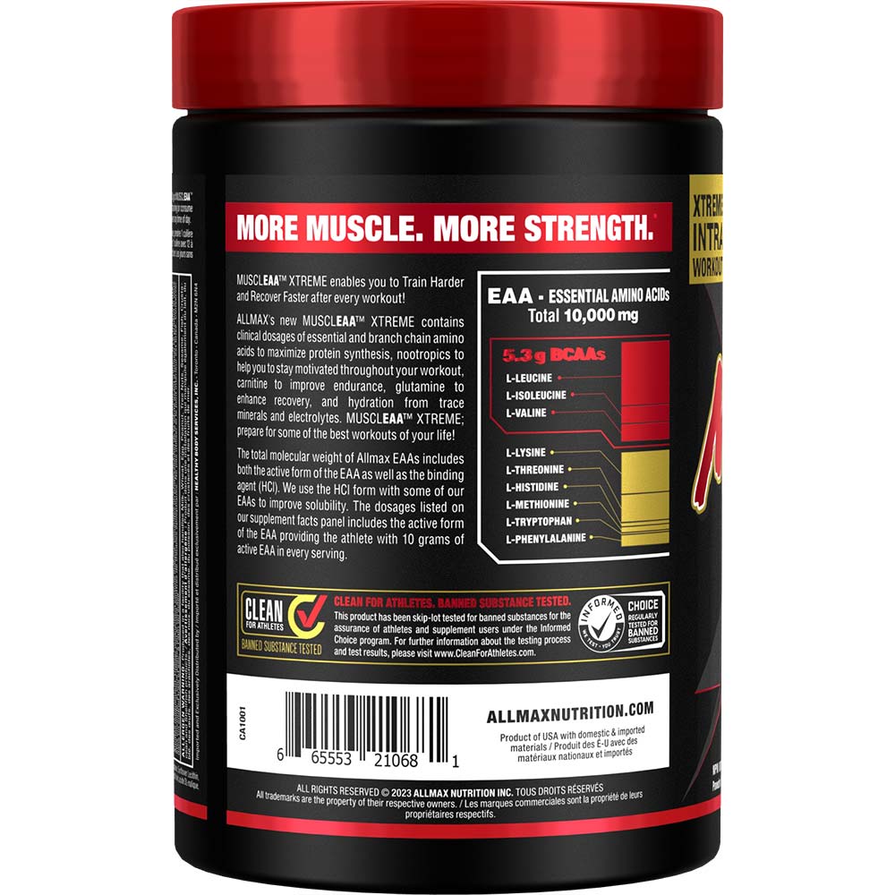 Muscle EAA Xtreme by ALLMAX Nutrition in Cherry Limeade Flavour and 532g Size.