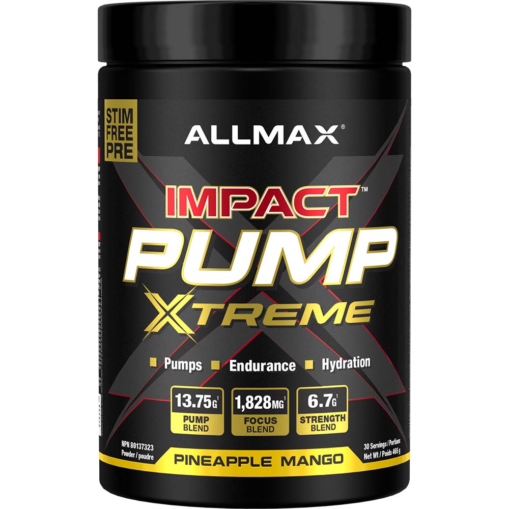 Impact Pump Xtreme by ALLMAX Nutrition in Pineapple Mango Flavor and 465g Size.