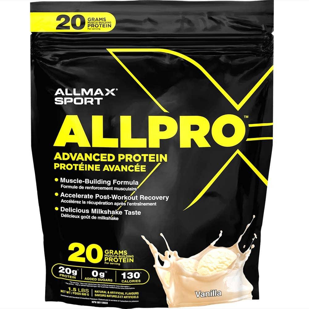 Allpro by ALLMAX Nutrition in Vanilla Flavor and 1.5lb Size.