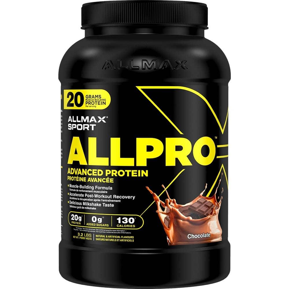 Allpro by ALLMAX Nutrition in Chocolate Flavor and 3.2lb Size.