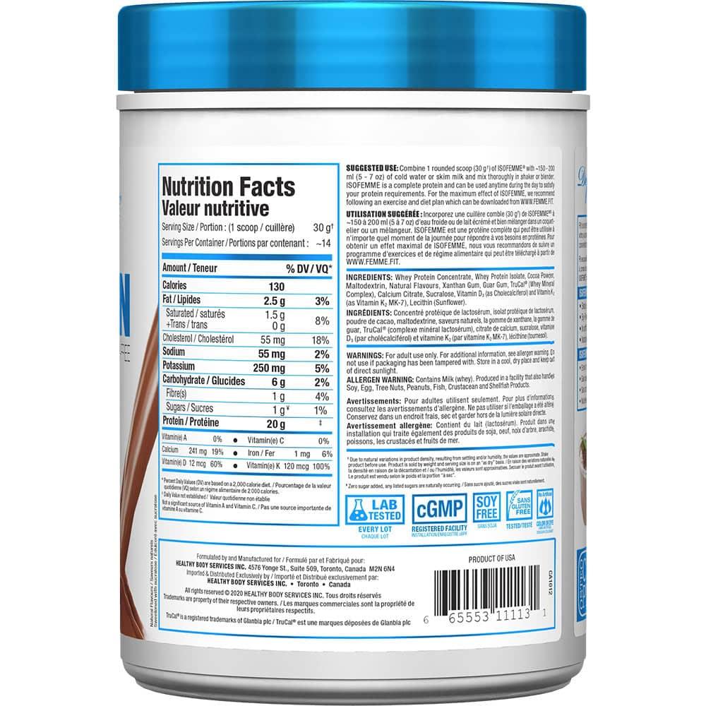 Isofemme by ALLMAX Nutrition in Chocolate Flavour and 434g Size. SFP