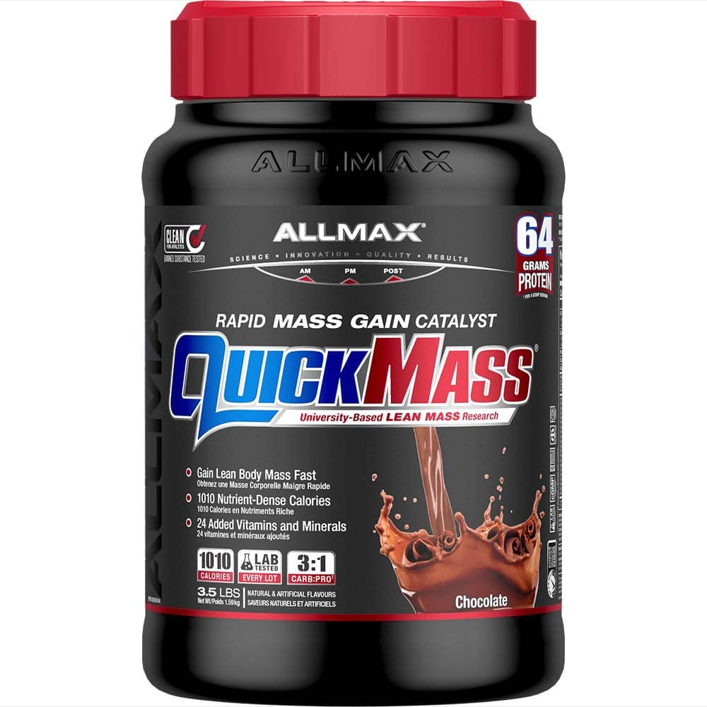 Quickmass by ALLMAX Nutrition in Chocolate Flavour and 3.5lb Size.