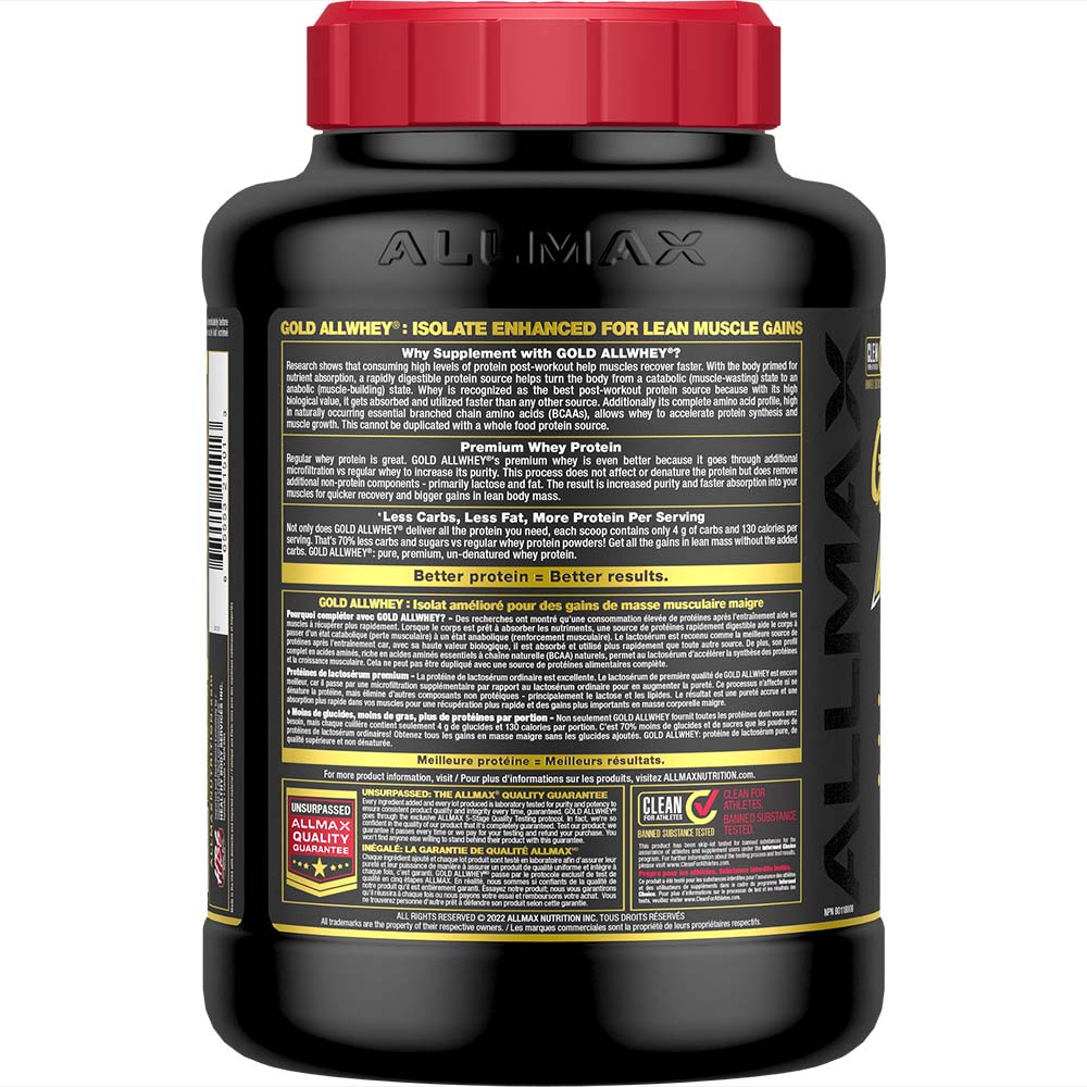 AllWhey Gold by ALLMAX Nutrition in Chocolate Flavour and 5lb Size.