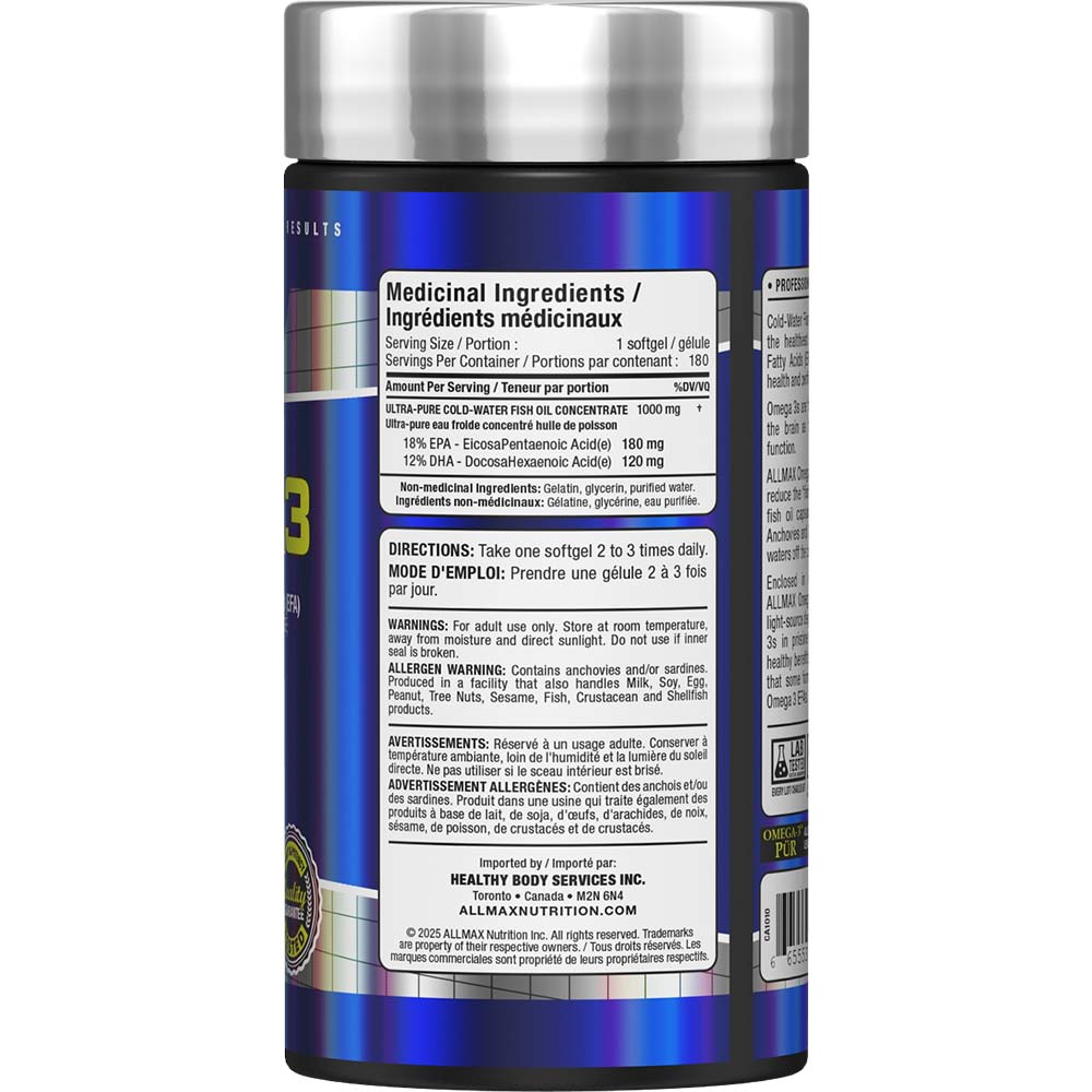 OMEGA 3 by ALLMAX Nutrition in 180ct Size.