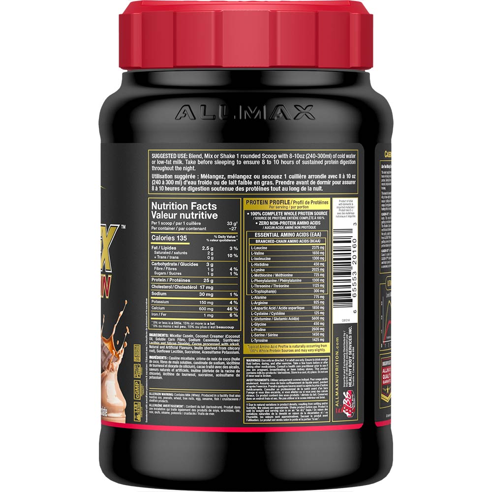 Casein-FX Protein Powder by ALLMAX Nutrition in Chocolate Flavour and 2lb Size.