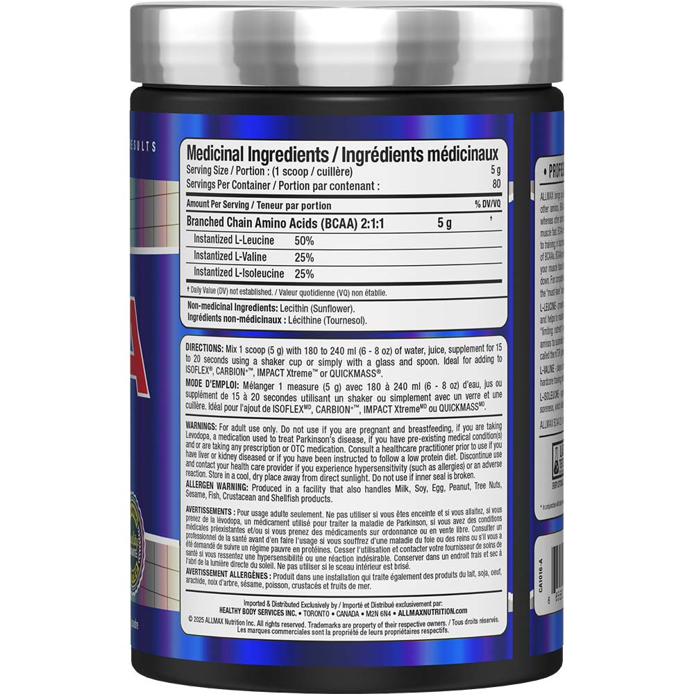 BCAA 2:1:1 by ALLMAX Nutrition in 400g Size.