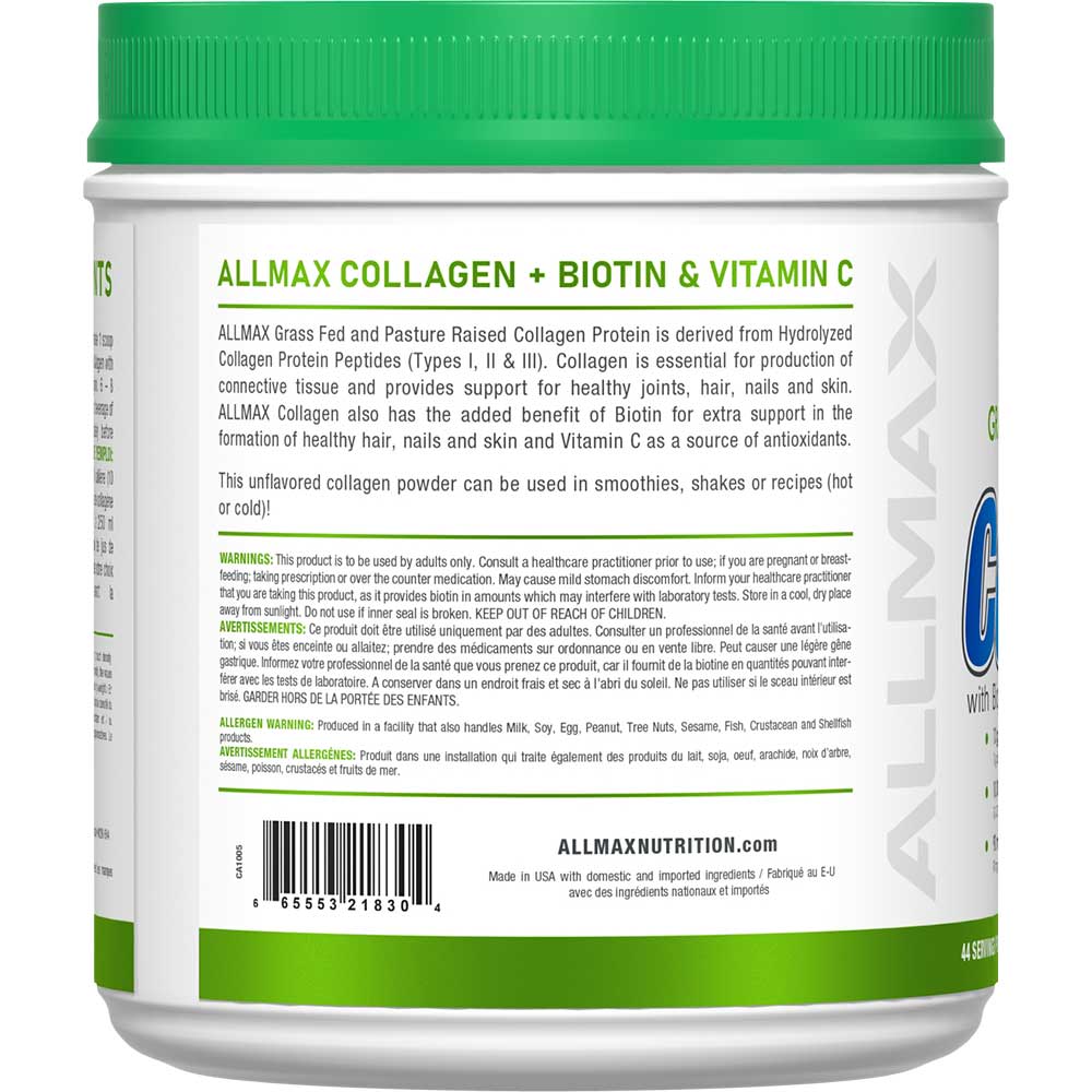 Collagen + Biotin 40 Serv by ALLMAX Nutrition in 440g Size. 