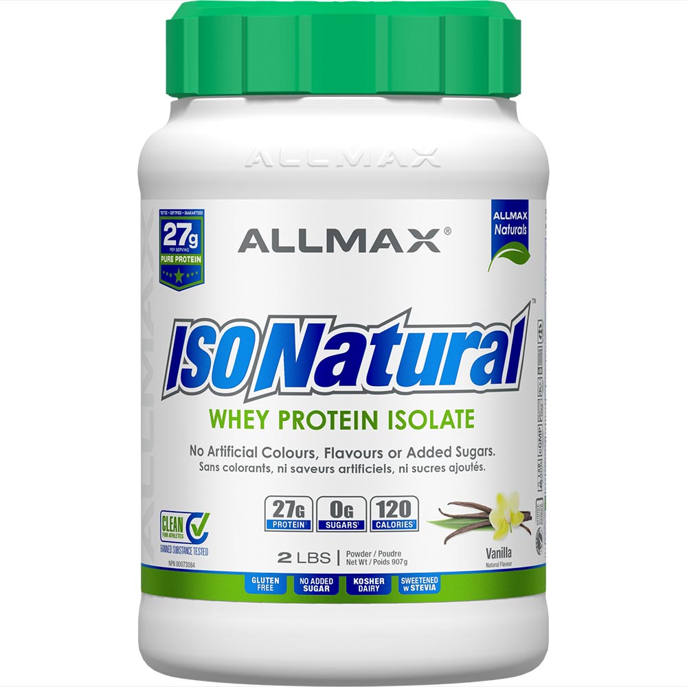 IsoNatural by ALLMAX Nutrition in Vanilla Flavour and 2lb Size.