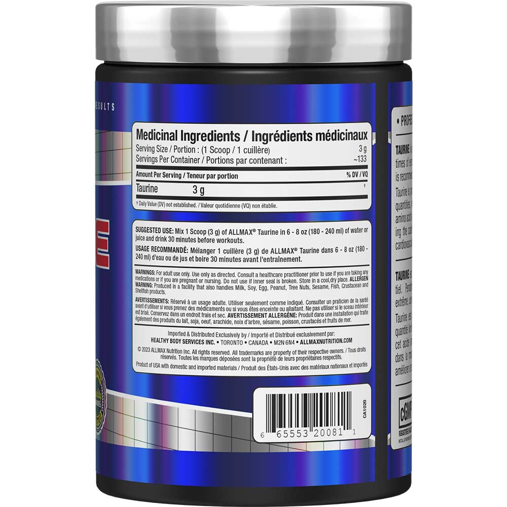 Taurine by ALLMAX Nutrition in 400g Size. SFP