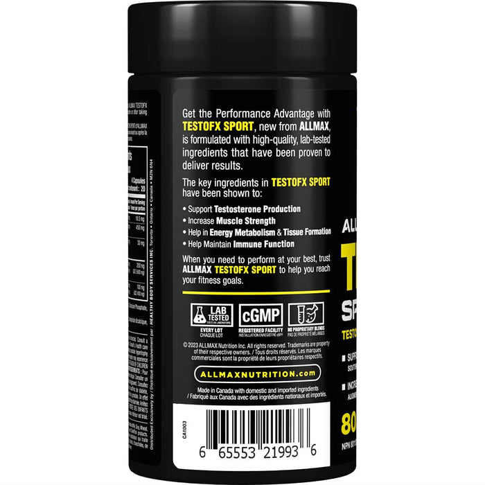 Testofx Label TestoFX Sport | Testosterone Capsules - Allmax Nutrition