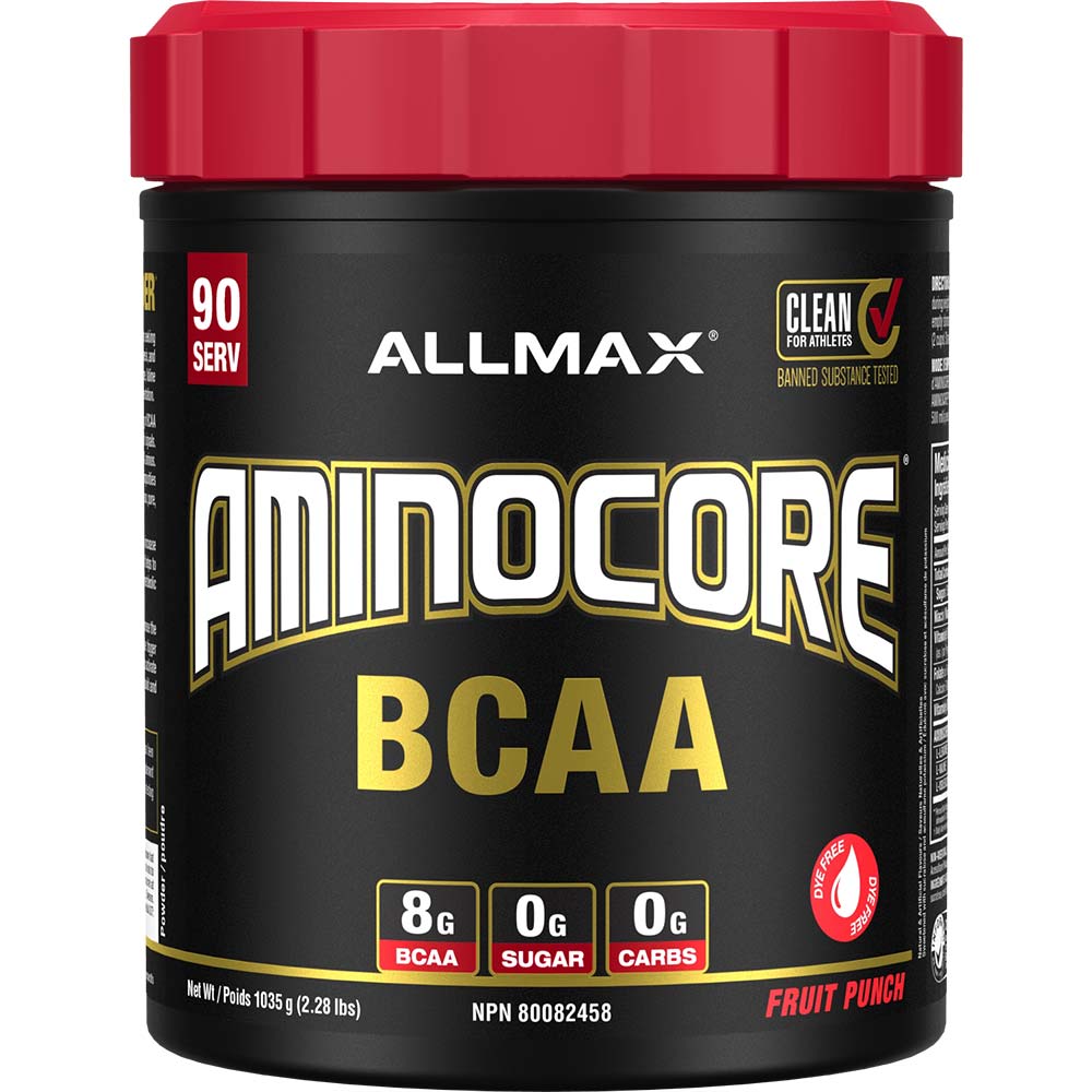 Aminocore 90 Serv by ALLMAX Nutrition in Fruit Punch Flavour and 1035g Size. 