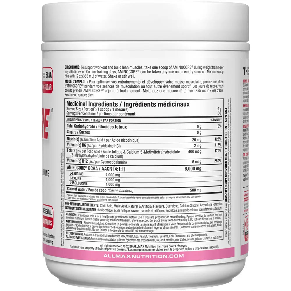 Allmax Aminocore new label white in white background