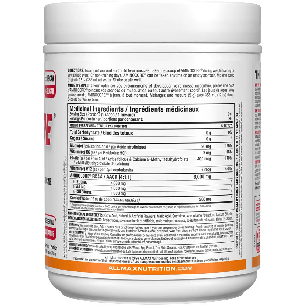 Allmax Aminocore new label white in white background