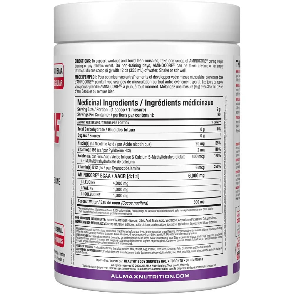 Allmax Aminocore new label white in white background