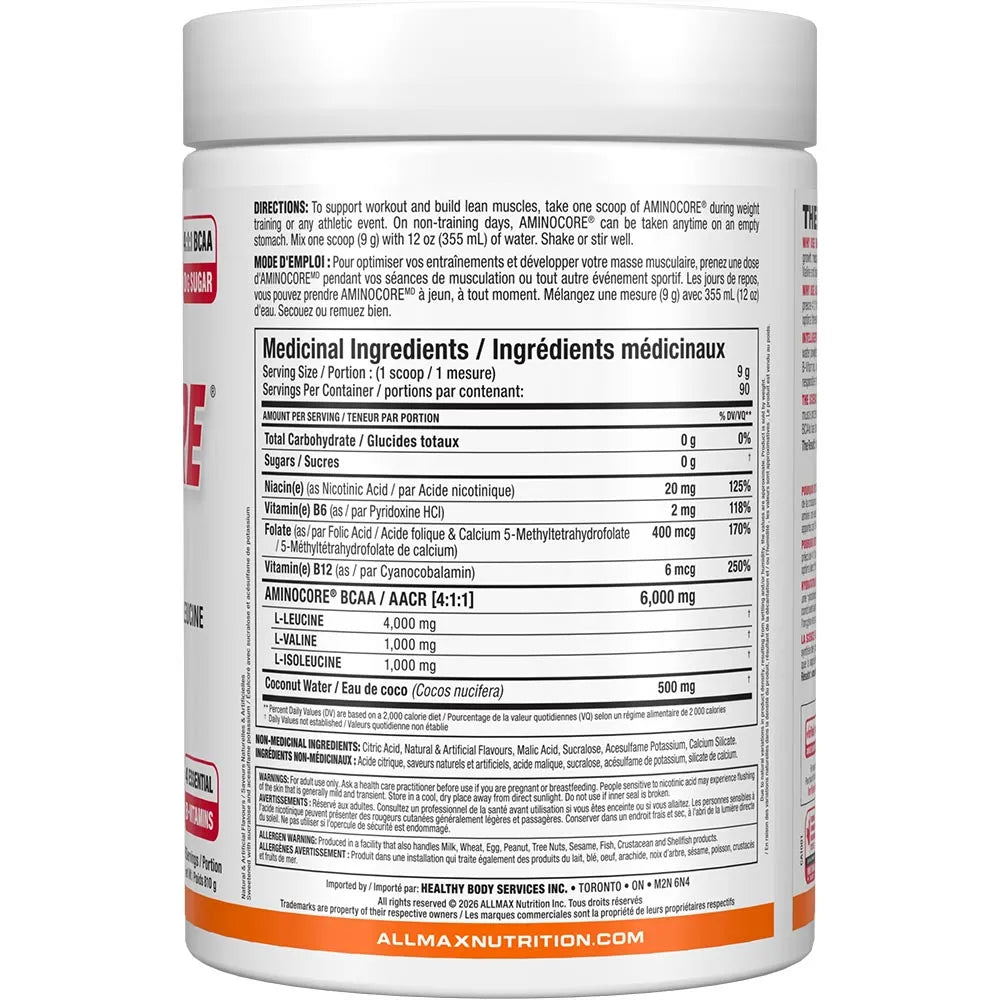 Allmax Aminocore new label white in white background